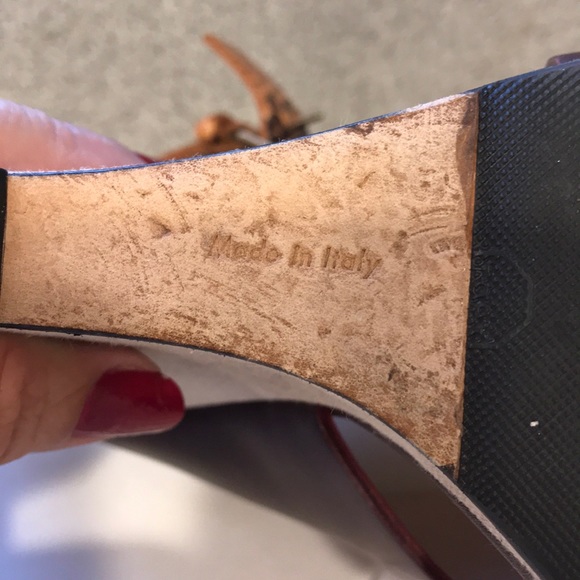 Celine leather & linen wedge shoe 37 1/2 - Picture 7 of 8